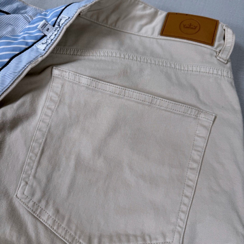 Peter Millar Mens Chino Pants Size 40‎ Beige Cream Cotton Modal Stretch 40x33